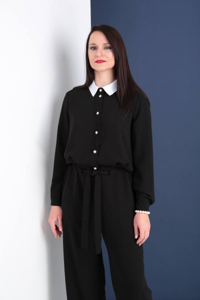 Комбинезон классический с регулируемым поясом и воротником Ma Vie М590 черный - фото 4