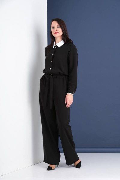 Комбинезон классический с регулируемым поясом и воротником Ma Vie М590 черный - фото 1