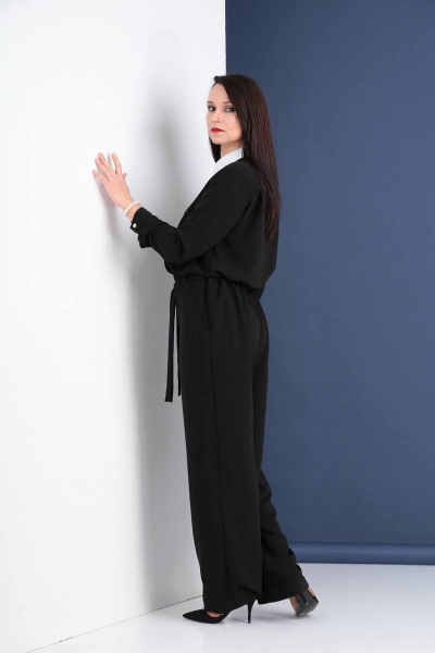 Комбинезон классический с регулируемым поясом и воротником Ma Vie М590 черный - фото 3