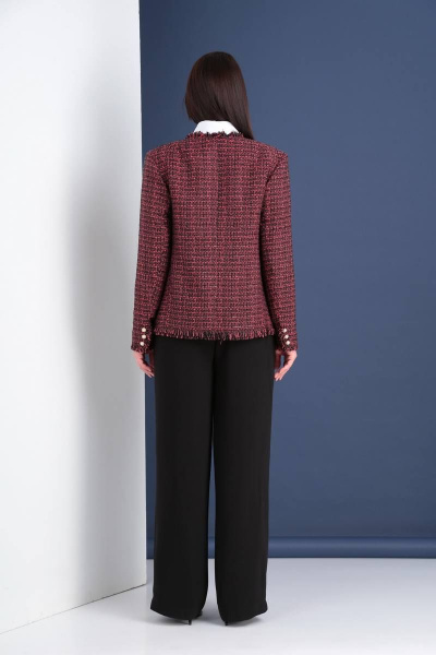 Жакет прямого силуэта из текстиля с накладными карманами Ma Vie М195 черно-красный - фото 9