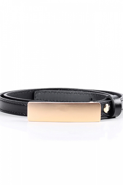 Круглогодичный кожаный ремень с кожаной шлевкой золото Galanteya 50119.1с2899к45 2р черный - фото 1