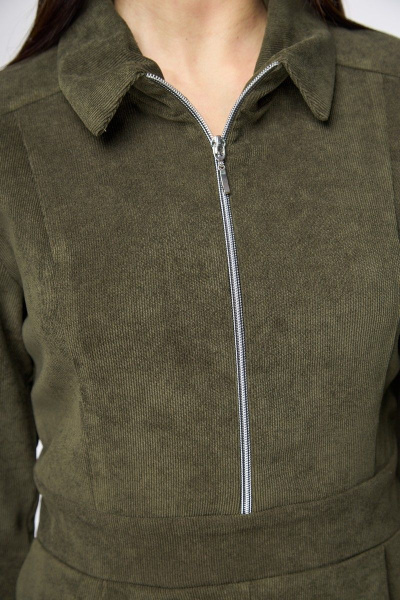 Платье с мягкими складками и резинкой на спинке, вельветовое демисезонное Anelli 1160 зеленый - фото 4