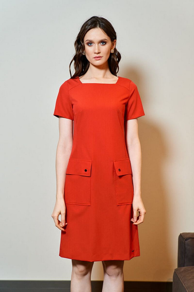 Летнее платье с короткими рукавами из текстиля для повседневных образов Nelva 5944 красный - фото 2