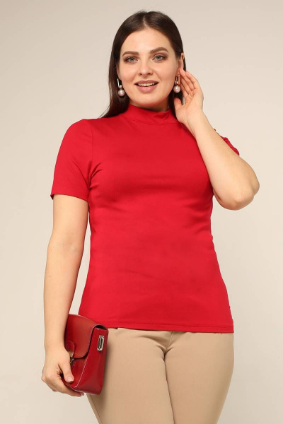 Классическая водолазка с коротким рукавом из вискозы La rouge 3274 брусника - фото 1