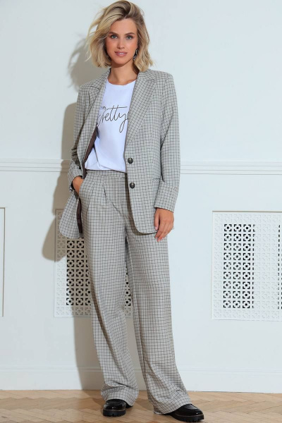 Брюки, джемпер, жакет LeNata 31223 беж-в-клетку - фото 1