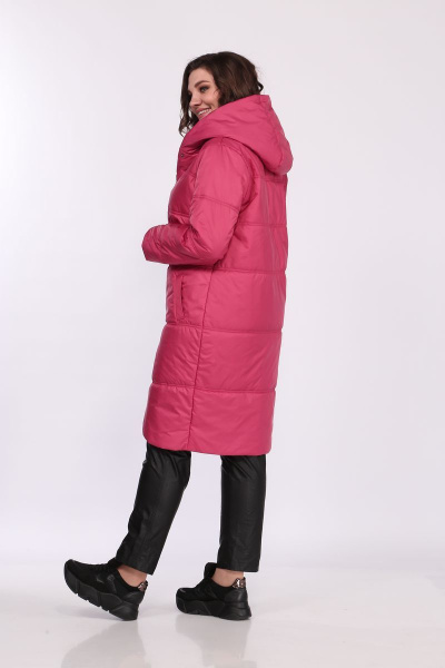 Пальто Диомант 1763 малиновый/черный - фото 6