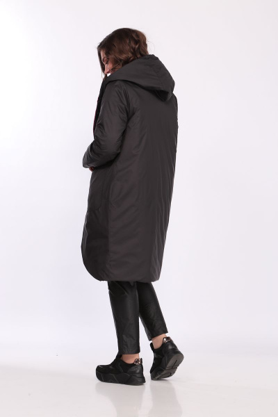 Пальто Диомант 1763 малиновый/черный - фото 7