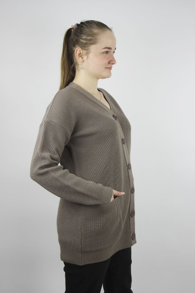 Жакет женский свободный из вязаного трикотажа в стиле повседневный Полесье С2635-21 1С1229-Д43 170,176 бархан - фото 2