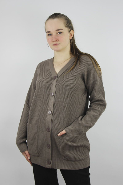 Жакет женский свободный из вязаного трикотажа в стиле повседневный Полесье С2635-21 1С1229-Д43 170,176 бархан - фото 1