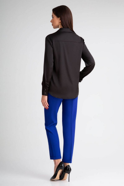 Черная блуза из искусственного шелка с воротником-стойкой IVARI 416 черный - фото 3