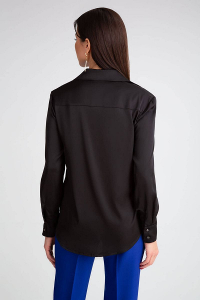 Черная блуза из искусственного шелка с воротником-стойкой IVARI 416 черный - фото 4