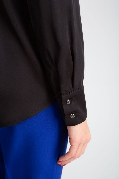 Черная блуза из искусственного шелка с воротником-стойкой IVARI 416 черный - фото 5