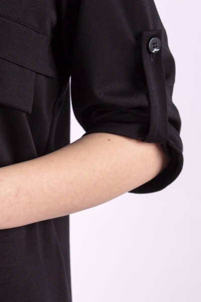 Платье прямое с отложным воротником и пуговицами Mita ЖМ1092 черный - фото 2