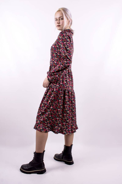 Платье отрезное по линии талии с воланами и пуговицами Mita ЖМ1118 красный - фото 2