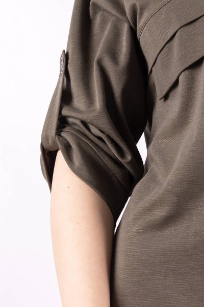 Платье прямое с кокеткой и декоративным принтом Mita ЖМ1092 хаки - фото 2