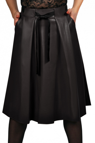 Юбка из эко-кожи с складками и металлической молнией Klever 225 черный - фото 1