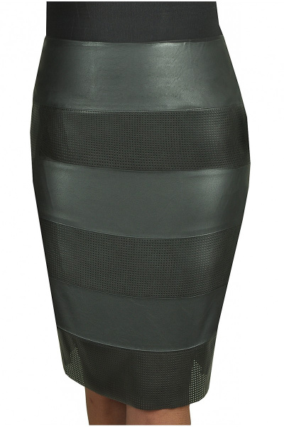 Юбка из эко-кожи с перфорацией и шлицей сбоку Klever 279 перфорация - фото 1
