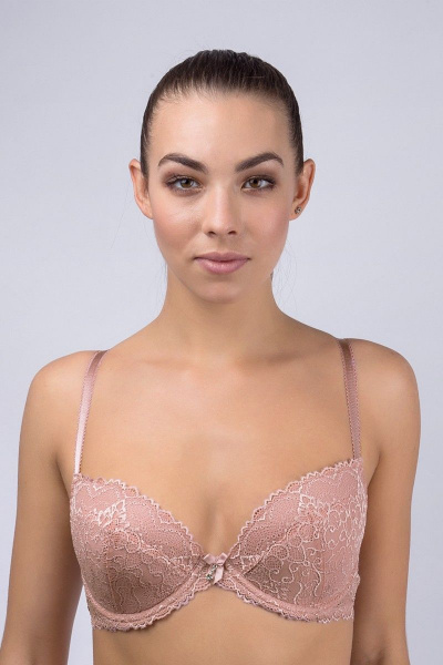 Пуш-ап бюстгальтер из кружева с бантиком розовый Verally 2031-3 античная_роза - фото 1