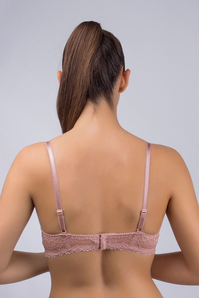 Пуш-ап бюстгальтер из кружева с бантиком розовый Verally 2031-3 античная_роза - фото 3