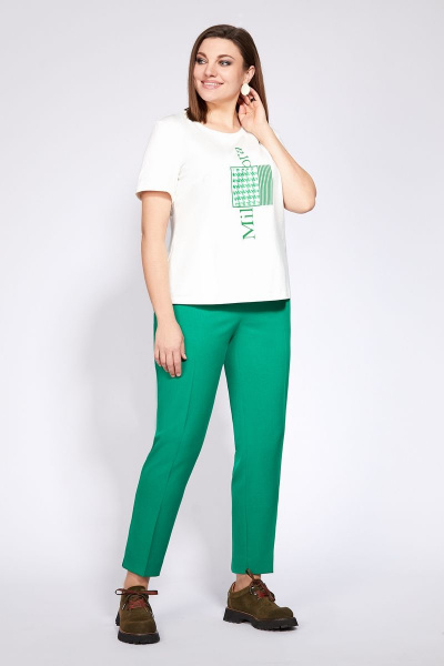 Брюки, жакет, футболка Милора-стиль 929 зеленая_гусьлапка - фото 2
