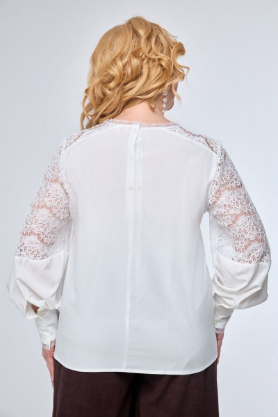 Элегантная кружевная блуза с кокетками и классическим рукавом Anelli 845 белый_кружево - фото 3
