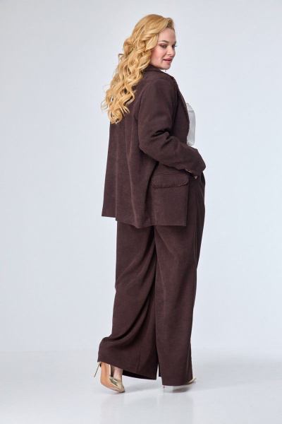 Деловой костюм из микровельвета с широкими брюками Anelli 1170 бордо_штрукс - фото 8