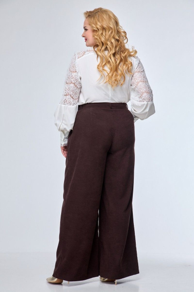 Деловой костюм из микровельвета с широкими брюками Anelli 1170 бордо_штрукс - фото 4