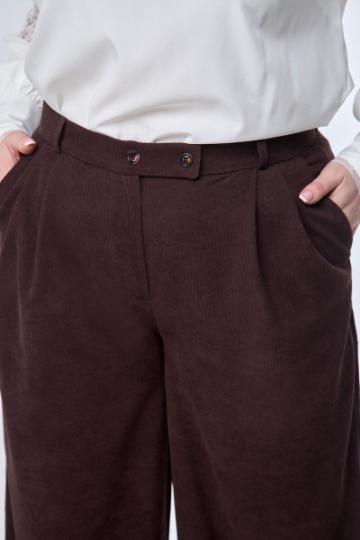 Деловой костюм из микровельвета с широкими брюками Anelli 1170 бордо_штрукс - фото 3