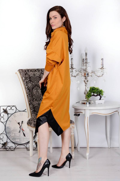 Платье PATRICIA by La Cafe C14959-К горчичный,черный - фото 2