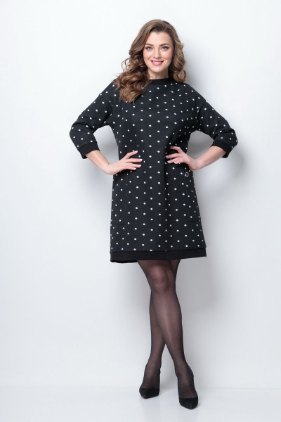 Платье Michel chic 2079 черный+горох - фото 4
