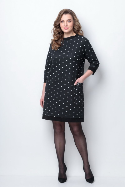 Платье Michel chic 2079 черный+горох - фото 3