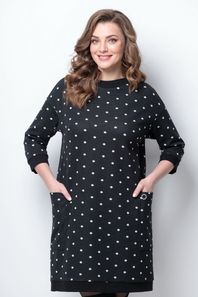 Платье Michel chic 2079 черный+горох - фото 2