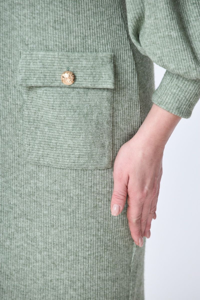 Платье из вискозы и трикотажа длиной 99 см в демисезонном стиле DaLi 3566 олива - фото 4