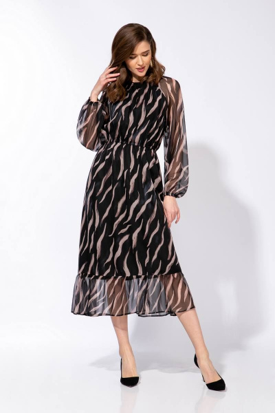 Платье Olegran 3847 темный+принт - фото 2