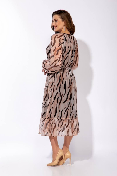 Платье Olegran 3847 бежевый+принт - фото 3