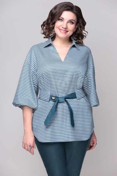 Блуза, брюки VOLNA 1228 бирюзово-белый - фото 2