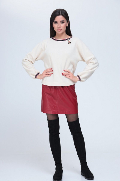 Джемпер, полупальто, юбка T&N 7195 графит-ваниль-бордо - фото 11
