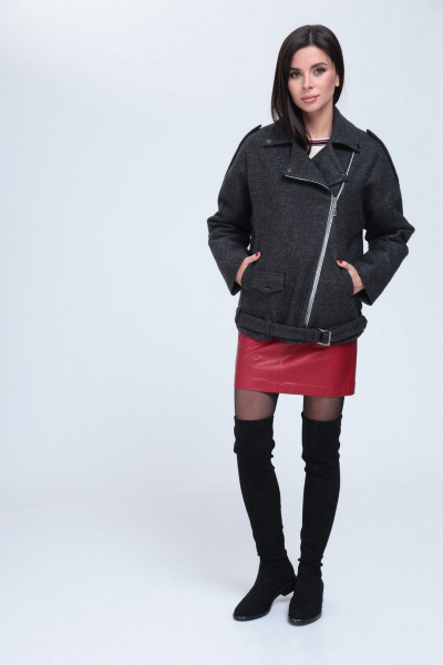 Джемпер, полупальто, юбка T&N 7195 графит-ваниль-бордо - фото 3
