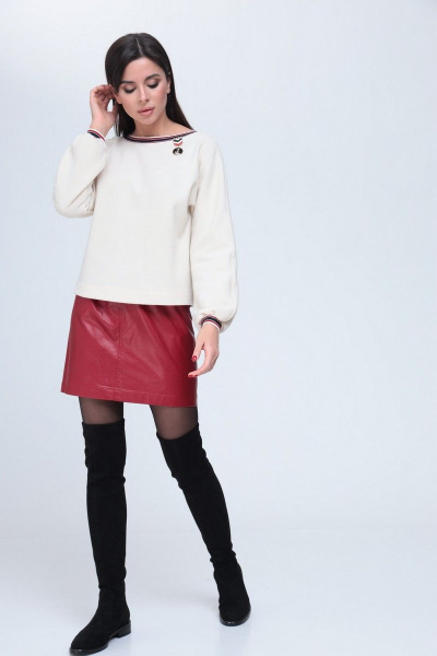 Джемпер, полупальто, юбка T&N 7195 графит-ваниль-бордо - фото 7
