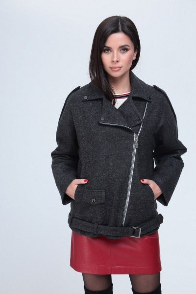 Джемпер, полупальто, юбка T&N 7195 графит-ваниль-бордо - фото 5