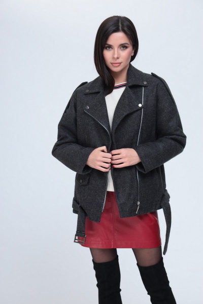 Джемпер, полупальто, юбка T&N 7195 графит-ваниль-бордо - фото 4