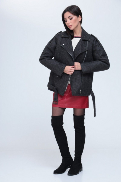 Джемпер, полупальто, юбка T&N 7195 графит-ваниль-бордо - фото 2