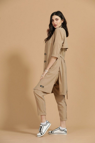 Брюки, кардиган, футболка Твой имидж 1373 белое+песок - фото 4