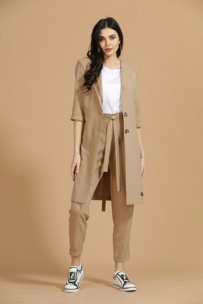 Брюки, кардиган, футболка Твой имидж 1373 белое+песок - фото 2