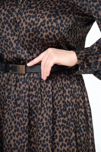 Платье коричневое шифоновое с длиной до середины голени Swallow 484 - фото 9