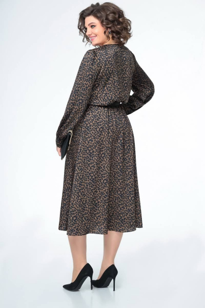 Платье коричневое шифоновое с длиной до середины голени Swallow 484 - фото 5