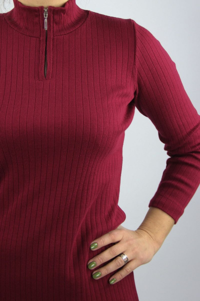 Платье зауженное вискоза хлопок с воротником-молнией Полесье С4723-20 0С2202-Д43 164 красное_вино - фото 4