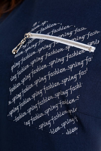 Брюки и блузон из текстиля с поясом на резинке Liona Style 678 синий - фото 3