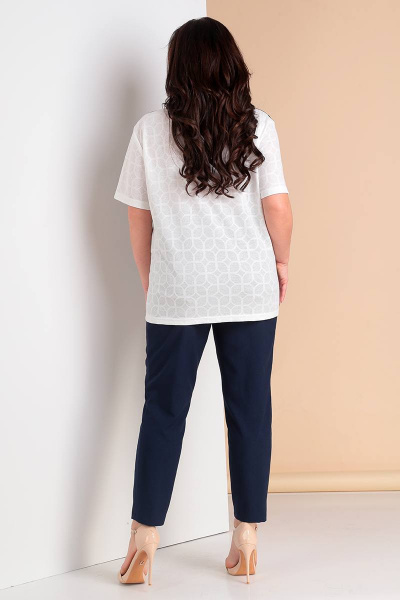 Брюки и блузон из текстиля с поясом на резинке Liona Style 678 синий - фото 4