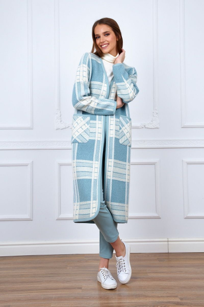 Длинный кардиган из трикотажа с накладными карманами Azzara 3097Г - фото 1